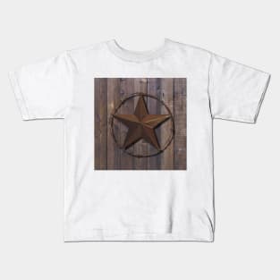 Rustic Farmhouse  Barn Wood Brown Western Country Star Kids T-Shirt